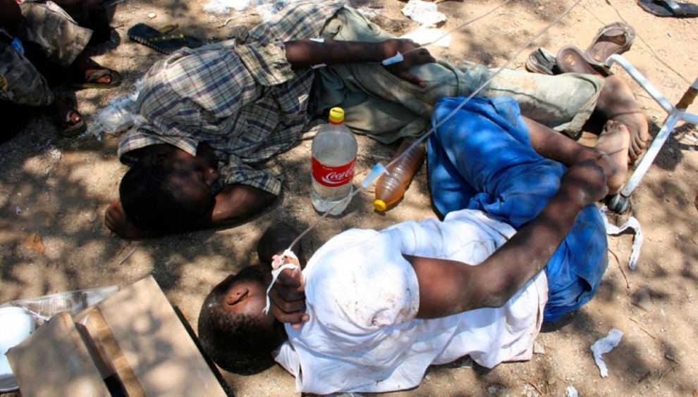 Cholera patients being treated