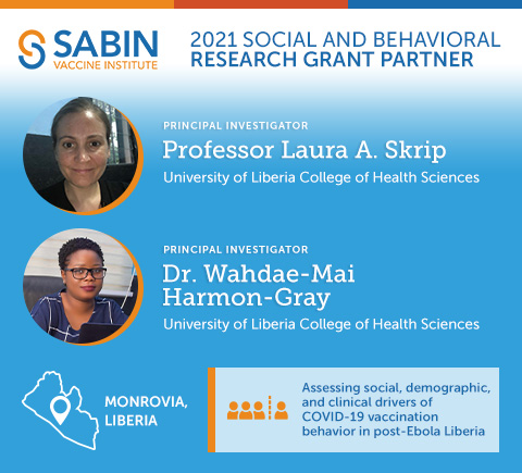 2021 grant team: Professor Laura A. Skrip and Dr. Wahdae-Mai Harmon-Gray, University of Liberia College of Health Sciences. Graphic location: Monrovia, Liberia.