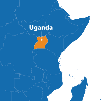 Uganda identified on a map