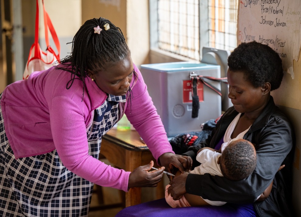 Child receives a routine vaccination.