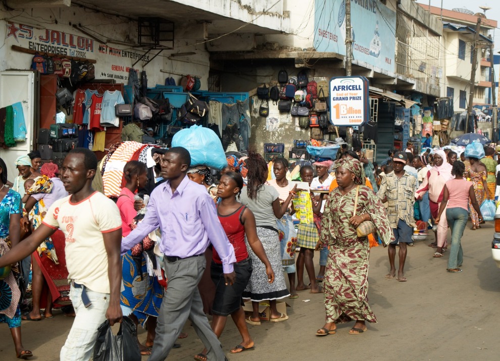 People walking in Freetown, Sierra Leone