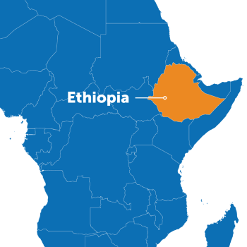 A map showing Ethiopia